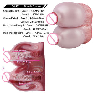 GEEBA Masturbateur masculin sexy à gros seins, jouets sexuels en silicone pour hommes, stimulateur de poche à double canal, poupée réaliste avec vagin - Product Image 3