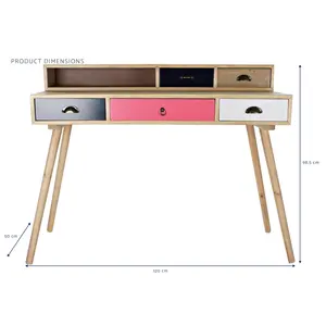 Bureau en bois MDF 120x50x98,5 Naturel - Product Image 2