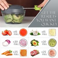 Procesador de Alimentos Manual, Picador de Verduras Portátil, Cortador de Verduras con Cuerda, Picador de Ajo, Cortador de Cebolla, Triturador de Verduras