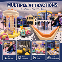 Équipement de centre de jeux intérieur pour centre de divertissement familial avec toboggans, zones d'escalade et jeux souples