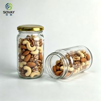 Pot en verre transparent multifonctionnel de 300 ml à col fileté, haut et fin, pour la maison et la vente en gros commerciale