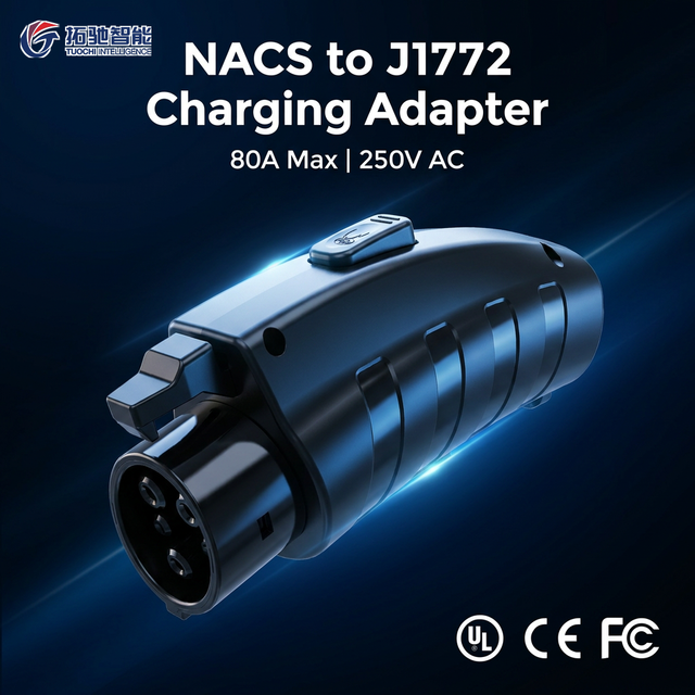 New Universal NACS Standard to Type 1 J1772 EV Adapter 80 Ampere AC 250V Fast Charging Connector TuoChi TC-C-001
