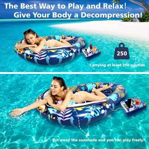 เก้าอี้ลอยน้ำสำหรับสระว่ายน้ำ JOSEN รุ่นโมเดิร์น พร้อมหลังคา ที่วางแก้ว หมอน ปรับระดับได้ ถอดออกได้ ผ้าคลุมกันแดด PVC แบบเป่าลม - Product Image 3