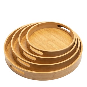 Plateau de service en bambou rectangulaire et rond pour fruits, thé, collations, style simple, utilisation cuisine et salon - Product Image 4
