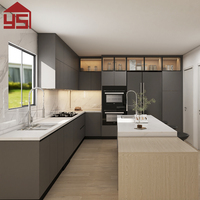 Armoires de cuisine en stratifié imitation bois gris foncé nordique personnalisées Yingsheng pour la rénovation de la maison