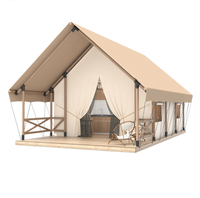 Tente de Luxe Personnalisable en PVC Oxford pour Safari, Une Chambre, Coton, Quatre Saisons, Imperméable, Ouverture Rapide, Tente Hôtelière à Poteaux Droits, Type Villa