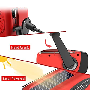 Портативное уличное беспроводное аварийное радио с солнечной зарядкой, аккумулятором >5000 мАч, функцией AM/FM, NOAA, метеорологическое, с ручным приводом, фонариком, цифровое, для землетрясений - Product Image 4