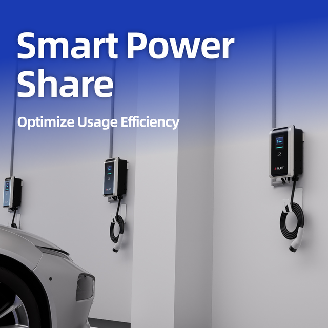 INJET Vision New Master-Satellite Setup EV Charger OCPP1.6J 9.6kW-19.2kW Output IP65 Protection for 10 Cars Congestion