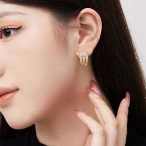 Dylam Stylish 925 Sterling <b>Silver</b> Rhodium 18K Gold Plating Multiple Layer Row 5A Cubic Zirconia <b>Stud</b> <b>Earrings</b> for Women Gifts - Product Image 5