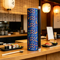 Tube en papier biodégradable de qualité alimentaire personnalisé, boîte cylindrique en papier, emballage à emporter pour sushis avec compartiment à sauce et couvercle à ouverture facile