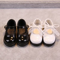 Nouvelles arrivées : Chaussures de poupée BJD rose et blanc, décorées d'un nœud, en cuir PU fait main, pour poupées BJD MSD MDD Lolita 1/4.