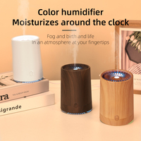 Diffuseur d'arômes à ultrasons USB au design moderne 160ml Humidificateur silencieux Grain de bois Lumières colorées pour bureau à domicile Hôtel