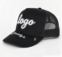 Zwarte verwisselbare klittenband patch mesh trucker pet aanpasbare snapback cap voor streetwear