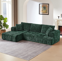 Canapé modulaire en velours côtelé en forme de L, pliable et convertible, avec éponge compressée et emballage sous vide, conception sans armature, pour salon et hôtel