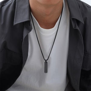 Collar de Cadena de Eslabones Rectangulares Tridimensionales de Acero Inoxidable, Simple y Grabable, Chapado en Platino, para Hombre, en Oferta - Product Image 6