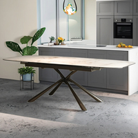 Table de salle à manger moderne en céramique blanche avec pieds en métal pliable pour une utilisation en appartement 8 places réglable 1 an de garantie