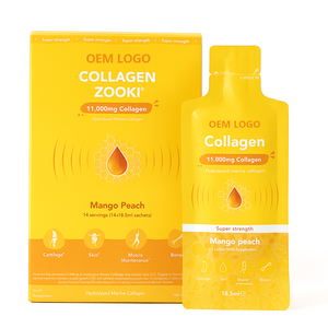 Sachets de collagène marin liquide OEM saveur mangue pêche, super concentré 11000mg, pour la peau et les articulations, 14 portions, produit de beauté pour adultes - Product Image 1