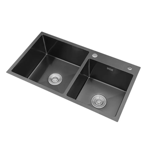 Nouvelle tendance Noir Nano Double Drainage Évier de cuisine en acier inoxydable Évier de cuisine sur pied en acier inoxydable avec une grande remise - Product Image 2