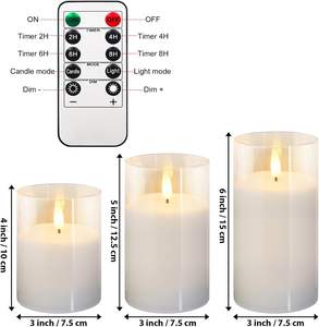 Glass Battery Operated LED Flameless Bullet Shape 3d Real Flame Candles with Remote Timer Flickering <b>Light</b> Electronic Candle - Product Image 3