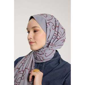 ผ้าพันคอไหมพิมพ์ลายดิจิตอลสีเงินเบอร์กันดี รุ่น Pure Tone สำหรับผู้หญิง ใช้งานได้หลากหลาย - Product Image 4