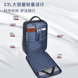 Sac à dos en cuir véritable pour homme Noir 20L avec port USB Utilisation quotidienne décontractée et professionnelle - Product Image 3