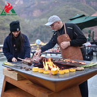 Ensemble de barbecue classique haut de gamme en corten pour la cuisson en plein air