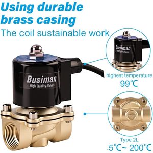 Vanne solénoïde électrique en laiton Busiman 3/4 po 12 V CC normalement fermée pour eau, air, diesel, gaz - Product Image 5