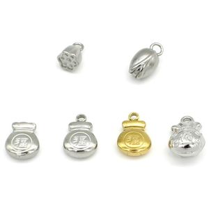 Stainless Steel <b>Lucky</b> Bag Pendant Charms Gold Silver Color For <b>Bracelets</b> Necklaces Unisex Everyday Wear - Product Image 5