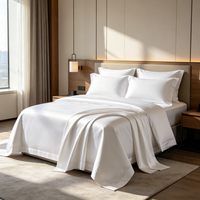 Ensemble de literie de luxe pour hôtel en coton égyptien 100% - Drap plat, housse de couette, taie d'oreiller - Draps blancs écologiques 400TC personnalisés