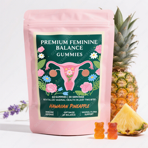 Gummies Probiotiques pour Femmes à la Saveur Ananas-Cranberry, Marque Privée, Santé Vaginale, Équilibre du pH, Produits de Beauté, Équilibre Féminin Premium - Product Image 1
