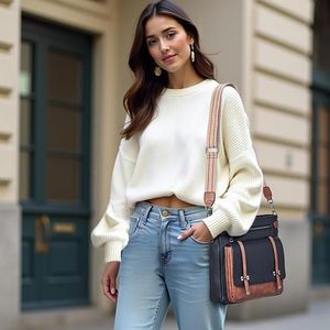 Italian Handcrafted Gray Genuine Leather Shoulder Bag <b>with</b> Black Handle and Strap - Bucket-shaped, High-<b>End</b> Material - Product Image 6