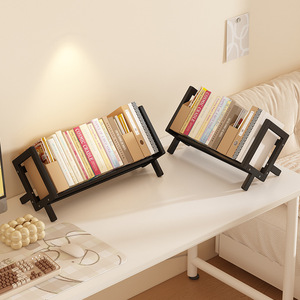 Desktop Bookshelf Bamboo Simple <b>Storage</b> Rack For Office Desk Organizing Books And <b>Files</b> Rectangle Standing Type - Product Image 4
