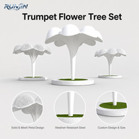 Grande sculpture paramétrique en forme d'arbre, en acier inoxydable blanc, au design champignon et dôme, pour installation artistique publique en place publique et aménagement paysager, sur mesure
