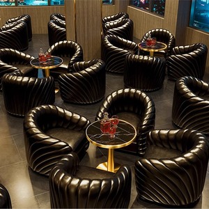 Nuevo Sofá de Cuero Moderno para Restaurante, Muebles para Cafetería, <span class=keywords><strong>Pub</strong></span>, Bar, Asientos Comerciales - Product Image 2