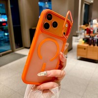 Coque de téléphone unie en TPU + PC avec support d'objectif, magnétique, antidérapante et agréable au toucher pour iPhone 17