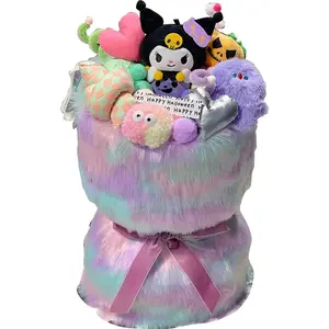 BoTu Cartoon My Melody Kuromi Cinnamoroll Plush Doll Toy Bouquet Gift Valentine's Day Christmas Graduation Gifts