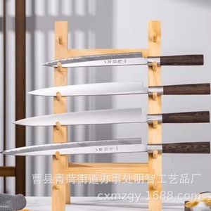 Wooden Knife <b>Rack</b> 3 Tier Foldable Standing Storage Display <b>Rack</b> For <b>Kitchen</b> Organization - Product Image 1