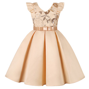 Nuevo Vestido de Niña con Mangas Volantes, Vestido de Lentejuelas para Niñas, Falda de Fiesta, Vestido de Princesa Festivo - Product Image 1