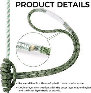 Cuerda de Nylon de 6mm (1/4 de pulgada) Resistente al Calor, Pre-Soldada, con Bucle Prusik y Trenzado Hueco para Rappel, Escalada, Arborismo y Rescate - Product Image 3