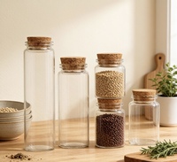 Botol Gabus Kaca Bening Serbaguna untuk Menyimpan Mie, Camilan, Gula, Bunga, Teh, Permen, Kemasan Black Wolfberry