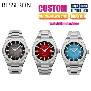 Montre mécanique de luxe pour homme avec mouvement japonais, bracelet en acier inoxydable, logo personnalisé, cadran analogique professionnel - Product Image 2