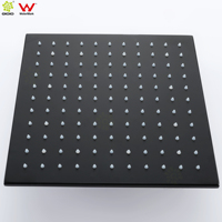 Pommeau de douche de pluie LED carré noir mat en acier inoxydable SUS304 de 12 pouces 25x25 cm