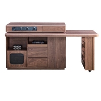 Table à manger extensible en panneaux de bois de style moderne avec plateau en marbre, hauteur réglable pour la maison, l'appartement et la salle de bain