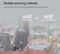 Pemindai Barcode 2D Nirkabel Wifi Bebas Genggam, Pembaca Kode QR 2D 1D dengan Basis Pengisian Daya