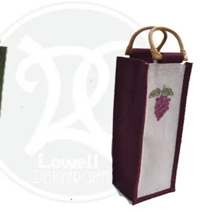 luxury & elegant christmas wine gift bag jute beer bottle bag