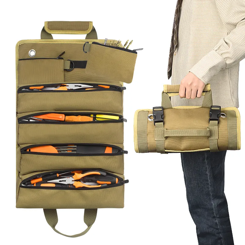 กระเป๋าอุปกรณ์จัดระเบียบสำหรับงานหนักโลโก้,กระเป๋าช่างไฟฟ้าแบบม้วนเก็บได้