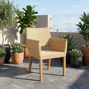 Midcentury Modern <b>Teak</b> Dining <b>Garden</b> <b>Chair</b> Tapered Legs Minimalist Design Home Office Outdoor Use Durable Hard Floor Surface - Product Image 5