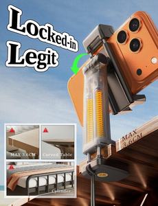 LISEN Support de téléphone d'avion mains libres avec lumière Support de téléphone à rotation de 360 pour siège arrière d'avion Accessoires de voyage et de vol - Product Image 6