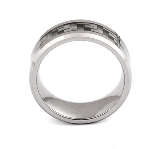 Anillo de Acero de Tungsteno de 8mm con Incrustaciones de Madera, Anillo de Boda para Hombre, Patrón Geométrico, Joyería de Moda - Product Image 5