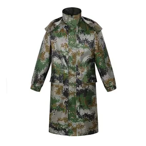 HA736 Non Disposable Adults Camo Rain Coat Rainwear Poncho Hoodie Extra Safety Long Raincoat Waterproof Reflective